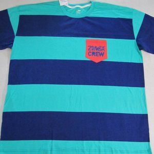 Zumba Men T Shirt 2XL Instructor Blue Stripes Shor